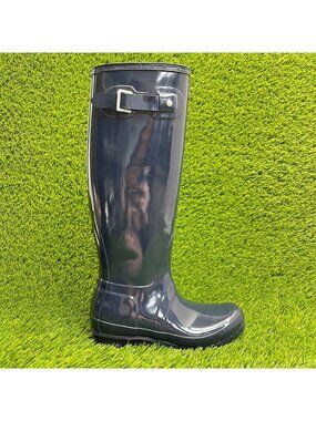 Hunter Original Tall Gloss Womens Size 5 Blue Outdoor Waterproof Rain Boots